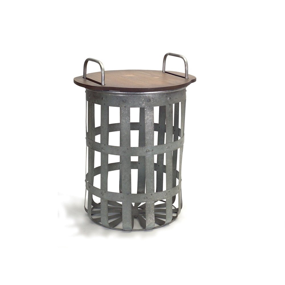 Set of Two 16" Grey And Brown Round End Tables HomeRoots