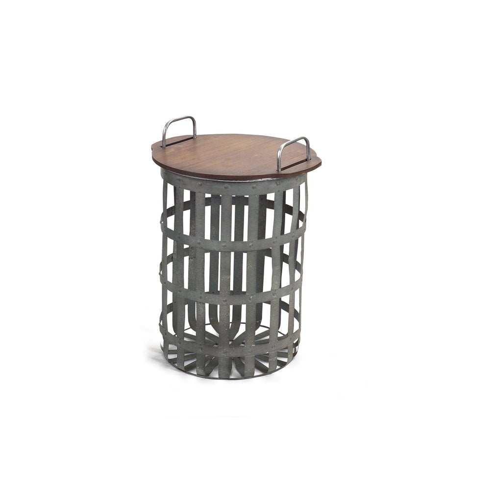 Set of Two 16" Grey And Brown Round End Tables HomeRoots