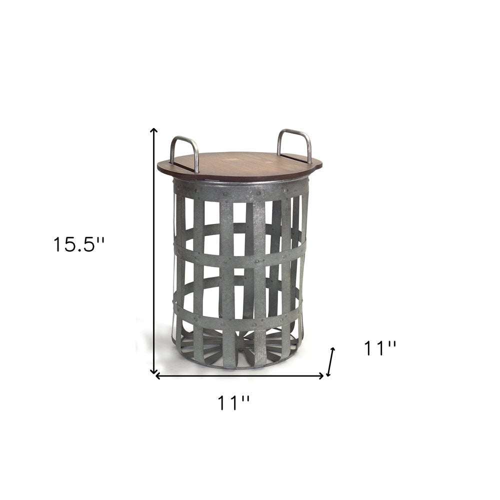 Set of Two 16" Grey And Brown Round End Tables HomeRoots