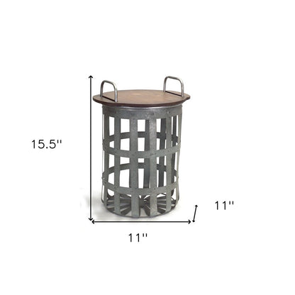 Set of Two 16" Grey And Brown Round End Tables HomeRoots