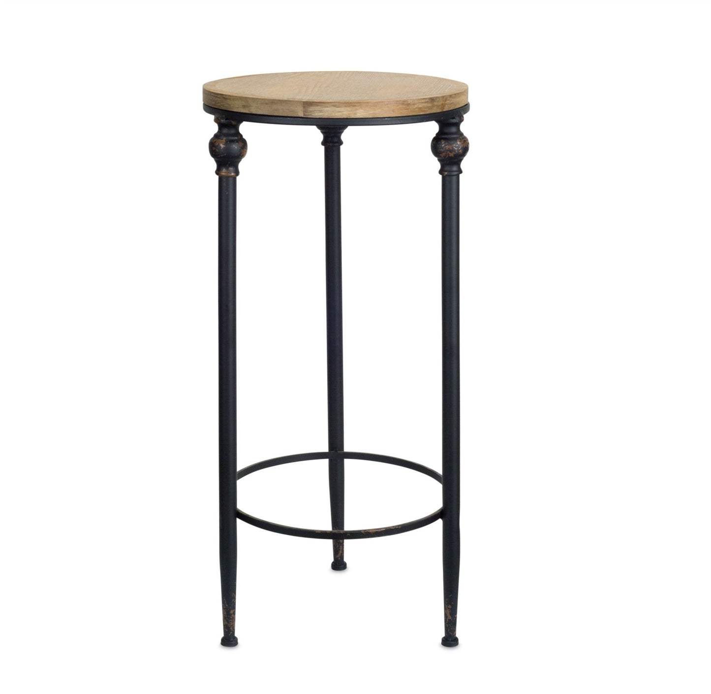 Set of Two 27" Black And Brown Round End Tables