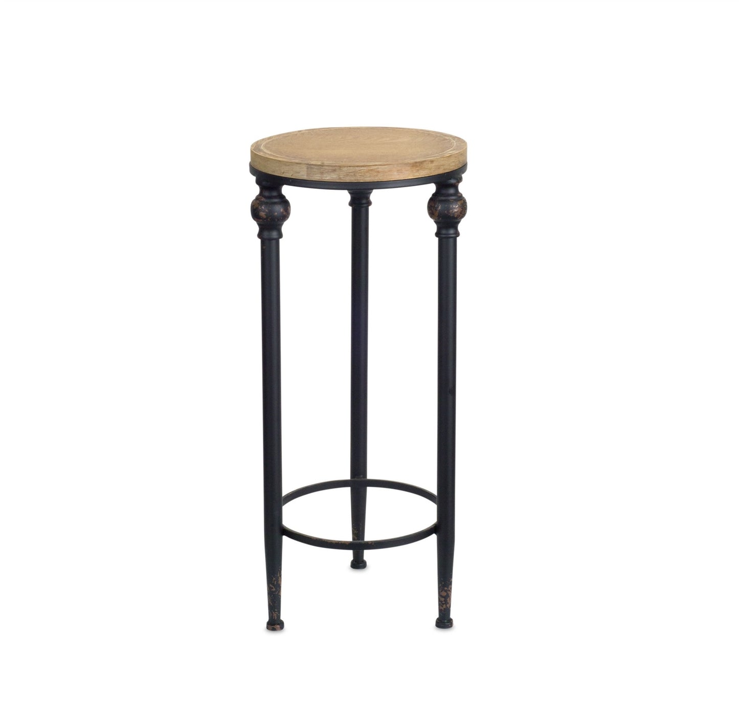 Set of Two 27" Black And Brown Round End Tables