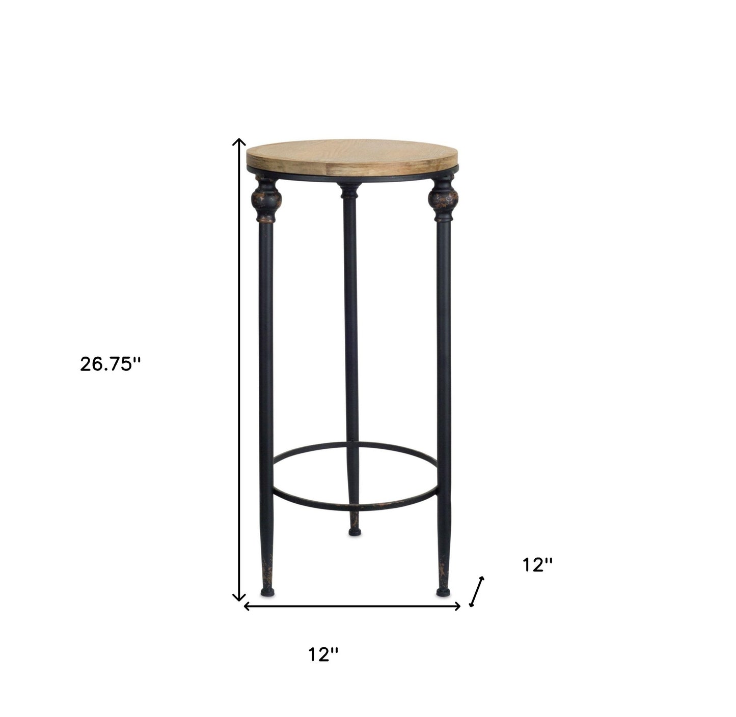 Set of Two 27" Black And Brown Round End Tables