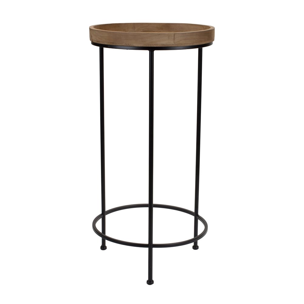 Set of Three 29" Black And Brown Round End Tables HomeRoots