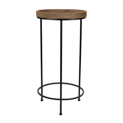 Set of Three 29" Black And Brown Round End Tables HomeRoots