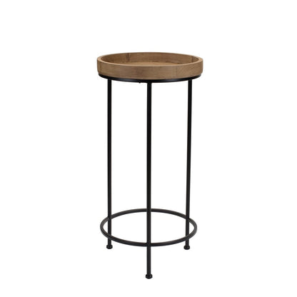 Set of Three 29" Black And Brown Round End Tables HomeRoots