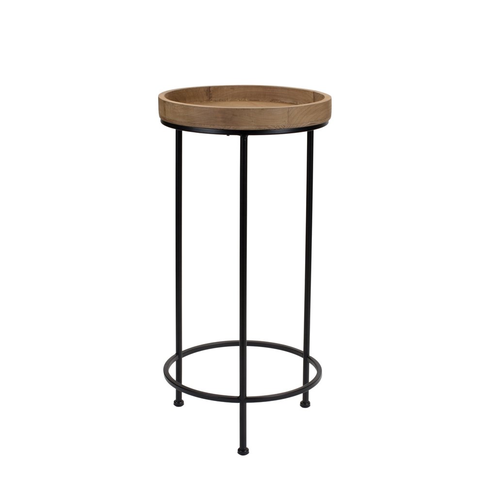 Set of Three 29" Black And Brown Round End Tables HomeRoots