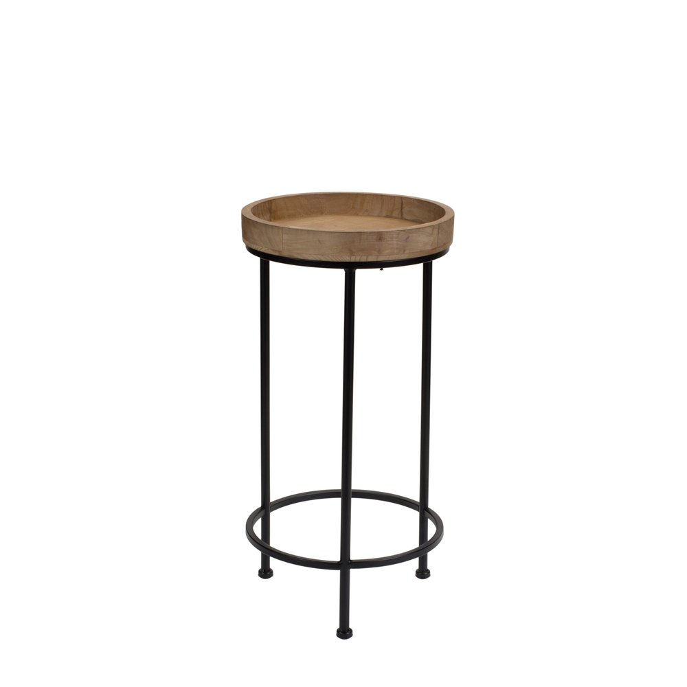 Set of Three 29" Black And Brown Round End Tables HomeRoots