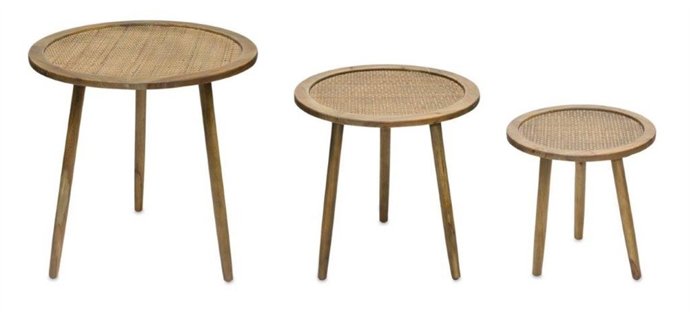 Set of Three 24" Brown Round End Tables HomeRoots