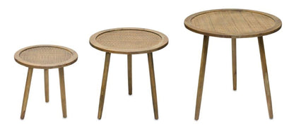 Set of Three 24" Brown Round End Tables