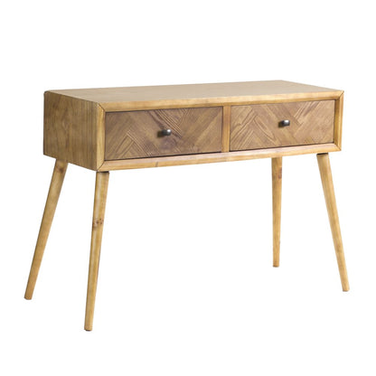 47" Brown End Table With Two Drawers HomeRoots