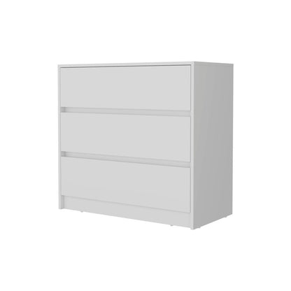 33" White Wood Three Drawer Dresser HomeRoots