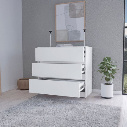 33" White Wood Three Drawer Dresser HomeRoots
