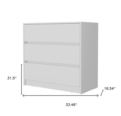 33" White Wood Three Drawer Dresser HomeRoots