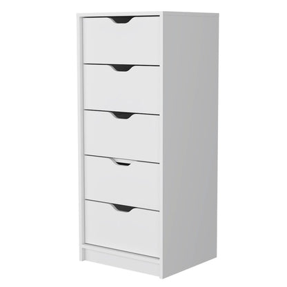 18" White Wood Five Drawer Dresser HomeRoots