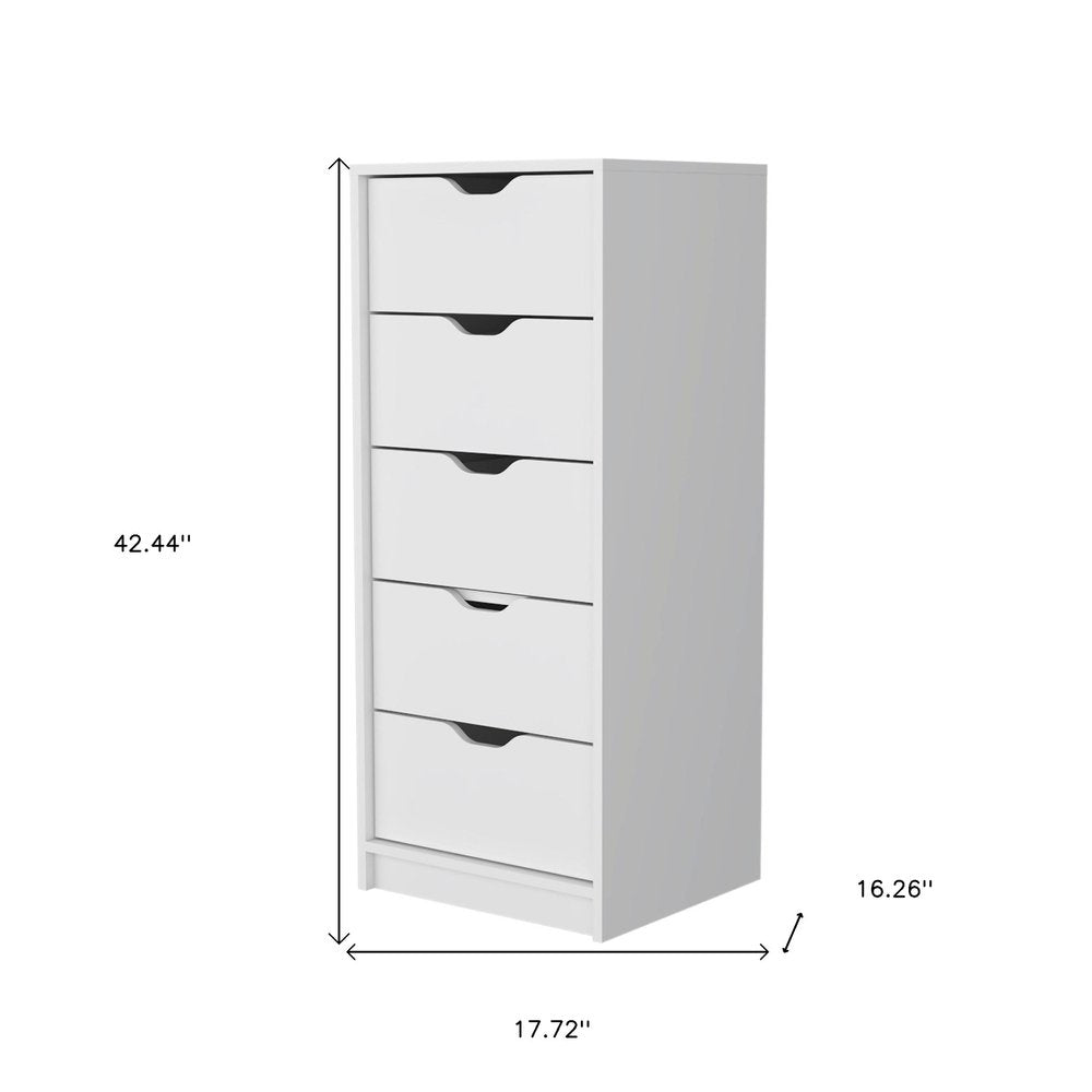 18" White Wood Five Drawer Dresser — view 7