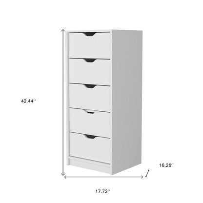 18" White Wood Five Drawer Dresser HomeRoots