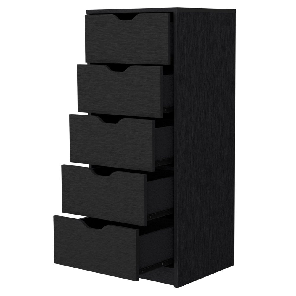 18" White Wood Five Drawer Dresser HomeRoots