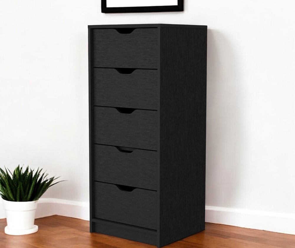 18" White Wood Five Drawer Dresser HomeRoots