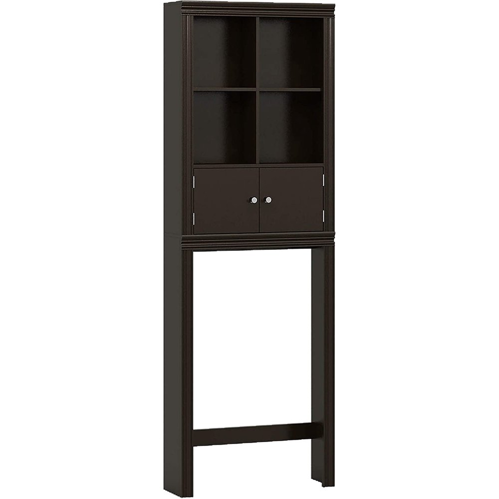 69" Espresso Wood Double Door Over-the-Toilet Storage HomeRoots