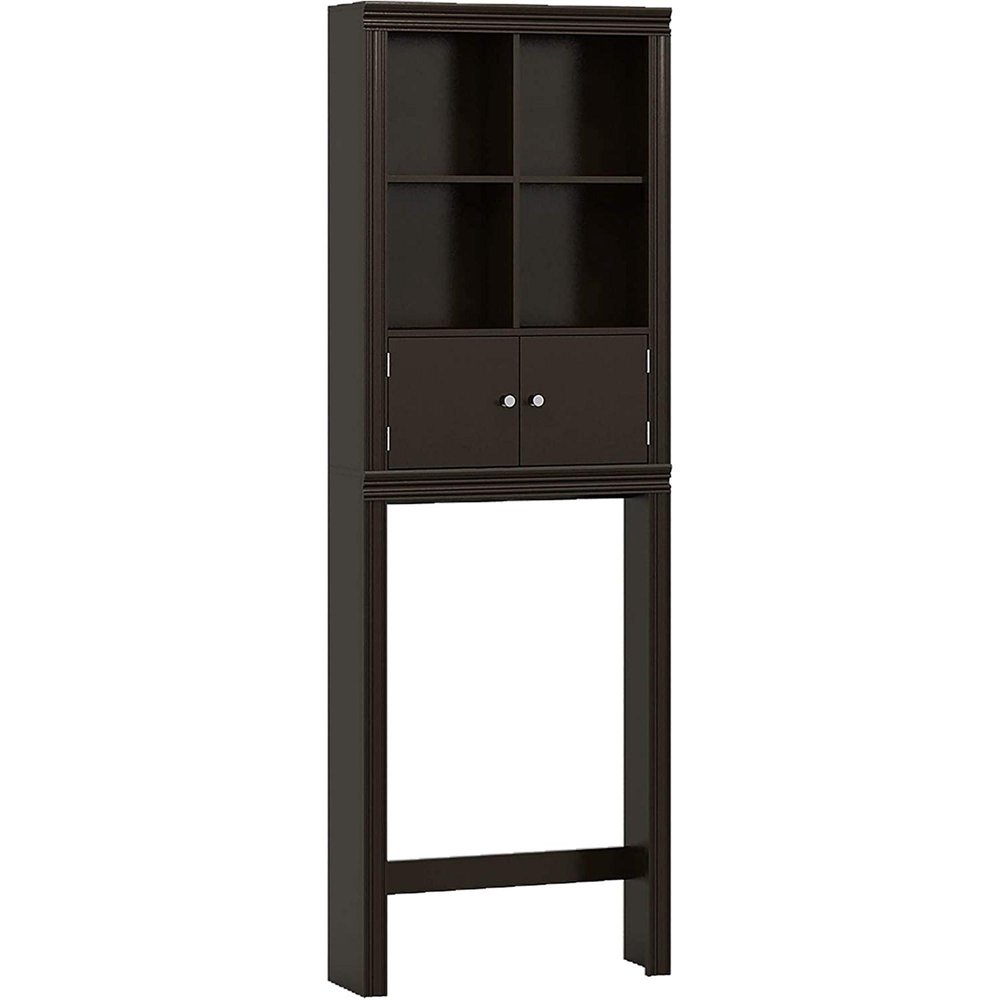 69" Espresso Wood Double Door Over-the-Toilet Storage HomeRoots