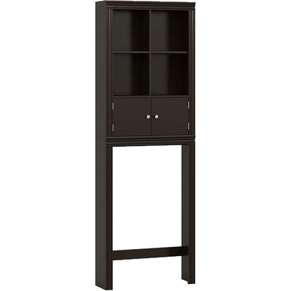 69" Espresso Wood Double Door Over-the-Toilet Storage HomeRoots