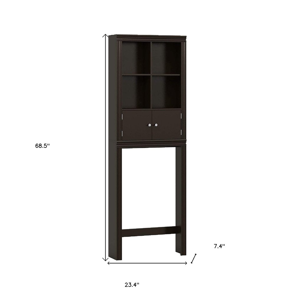 69" Espresso Wood Double Door Over-the-Toilet Storage HomeRoots