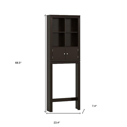 69" Espresso Wood Double Door Over-the-Toilet Storage HomeRoots