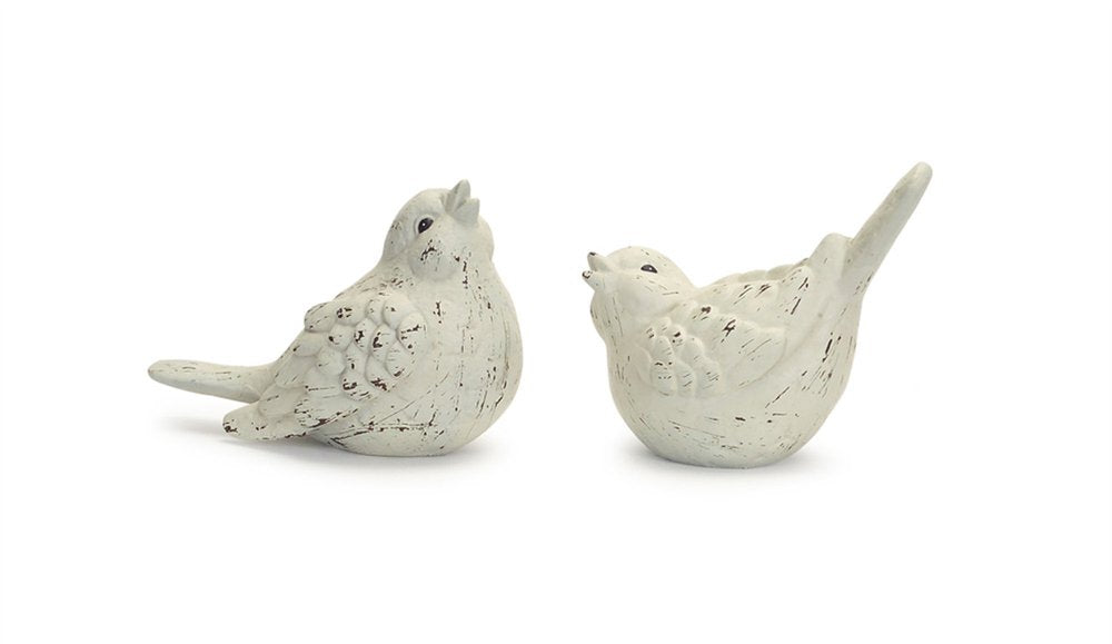 Set of Four Ivory Ceramic Bird Figurines HomeRoots