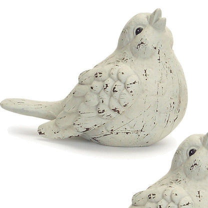 Set of Four Ivory Ceramic Bird Figurines HomeRoots