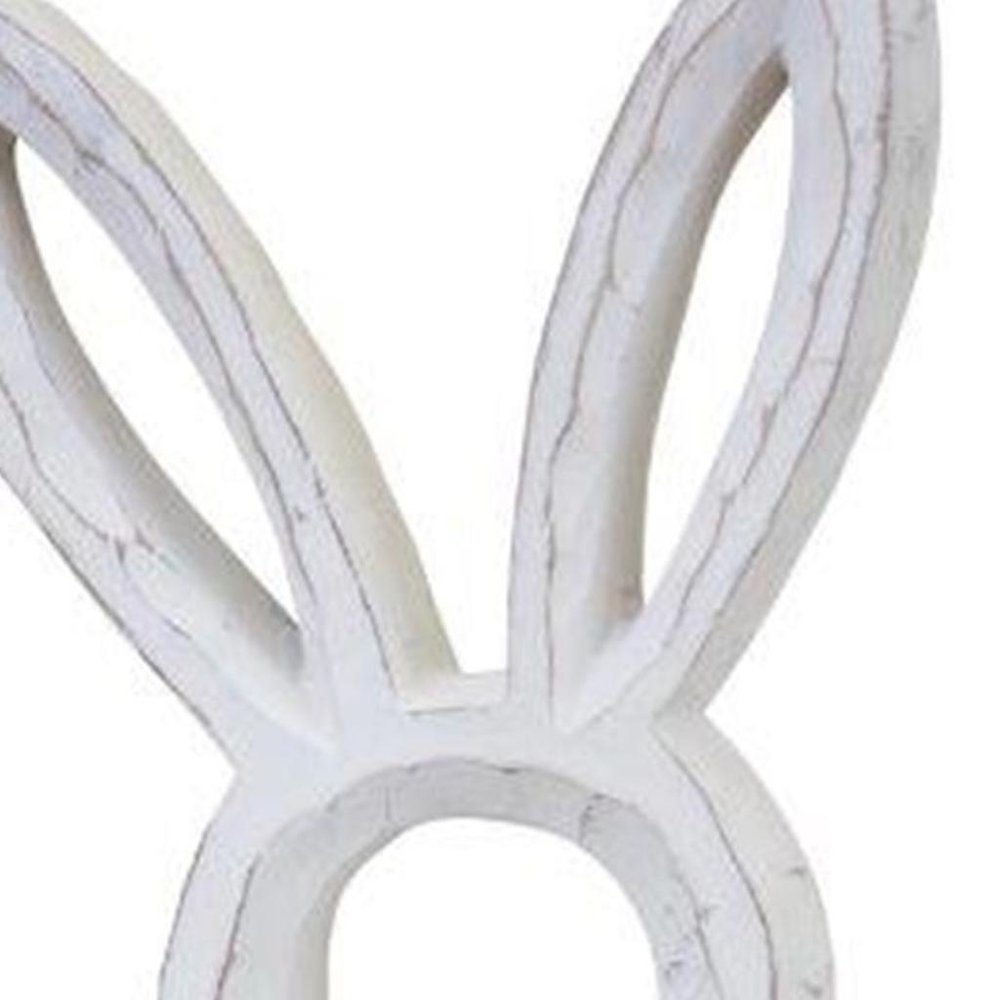 Set of Two White Polyresin Rabbit Statue Tabletop Sculpture HomeRoots