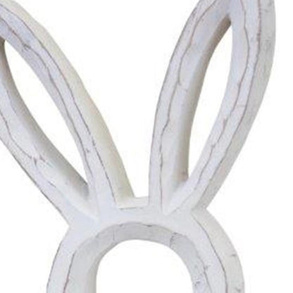 Set of Two White Polyresin Rabbit Statue Tabletop Sculpture HomeRoots