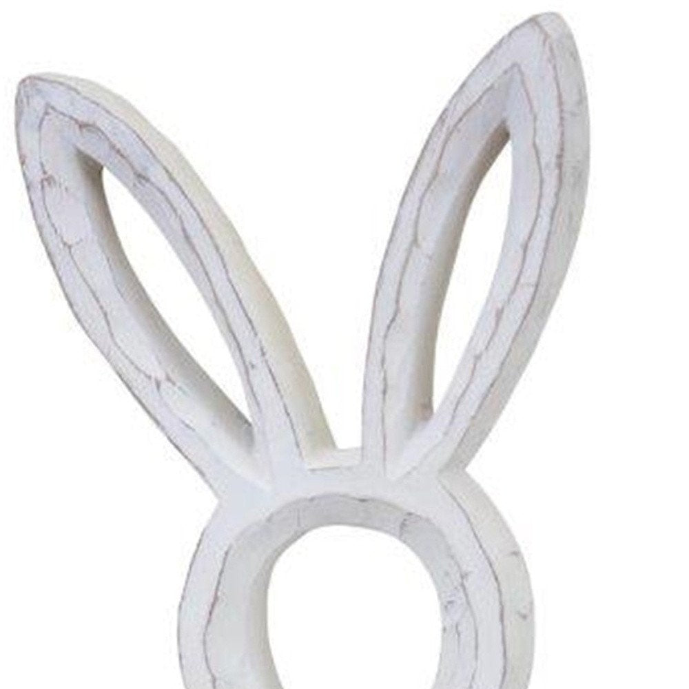 Set of Two White Polyresin Rabbit Statue Tabletop Sculpture HomeRoots