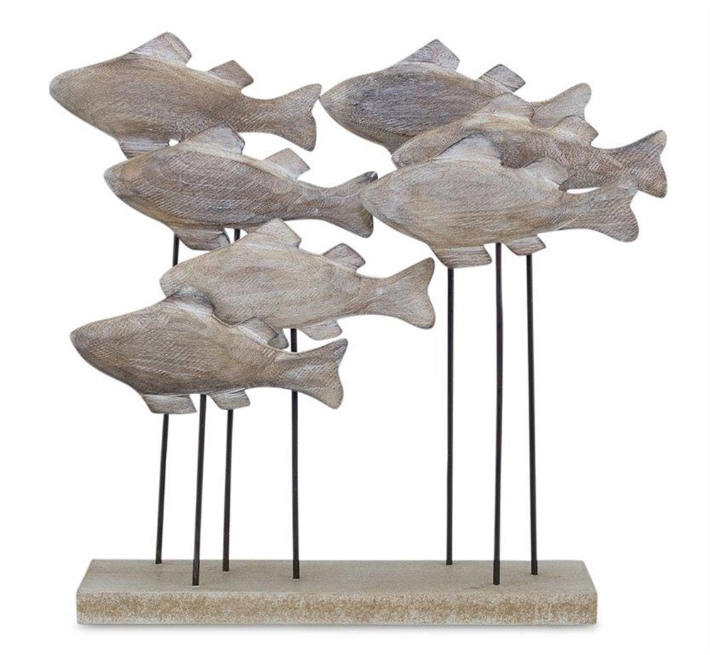 9" Brown And Gray Wood And Metal School Of Fish Tabletop Sculpture HomeRoots