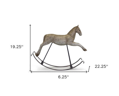 19" Brown And Black Polyresin Horse Statue Tabletop Sculpture HomeRoots