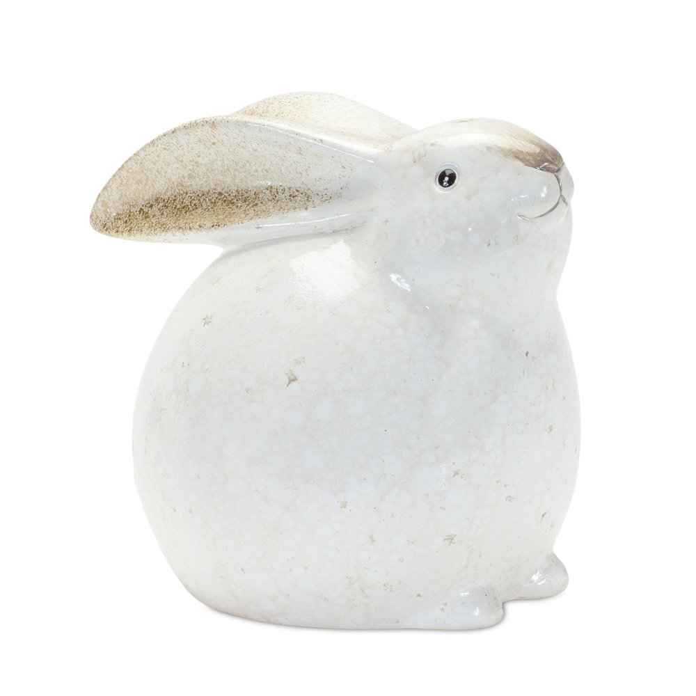 Set of Four White And Brown Terracotta Rabbit Figurines HomeRoots