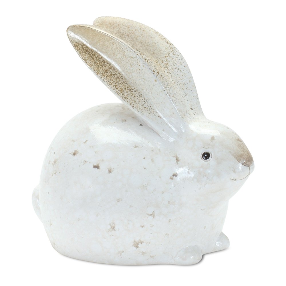 Set of Four White And Brown Terracotta Rabbit Figurines HomeRoots