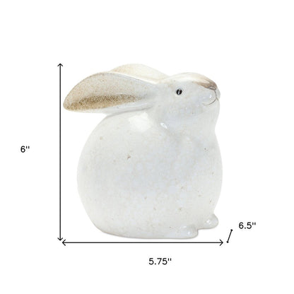 Set of Four White And Brown Terracotta Rabbit Figurines HomeRoots