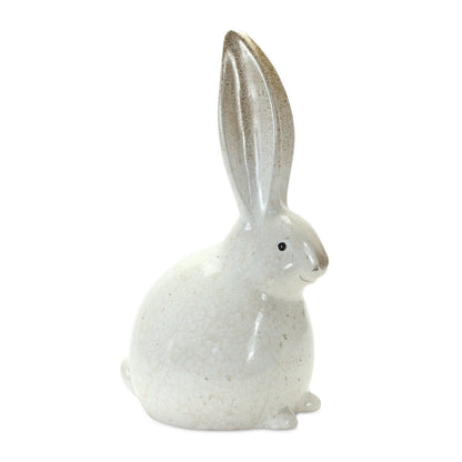 Set of Two White And Brown Terracotta Bunny Rabbit Figurines HomeRoots