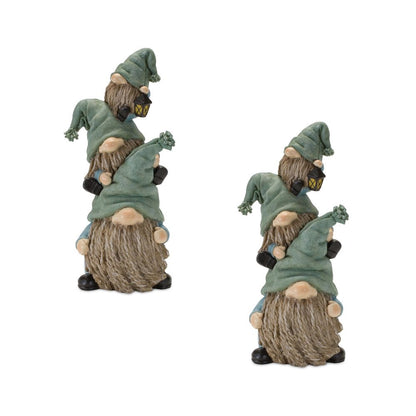 Set of Two 11" Blue and Green Polyresin Christmas Figurine Tabletop Sculpture HomeRoots