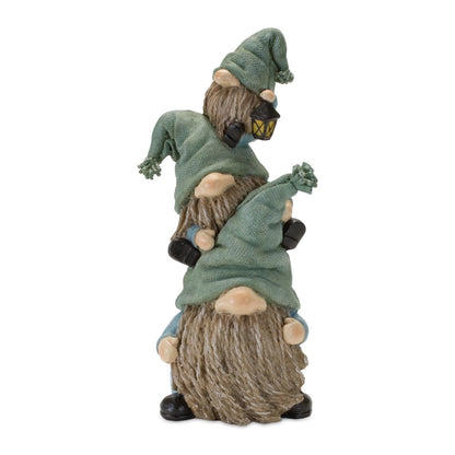 Set of Two 11" Blue and Green Polyresin Christmas Figurine Tabletop Sculpture HomeRoots