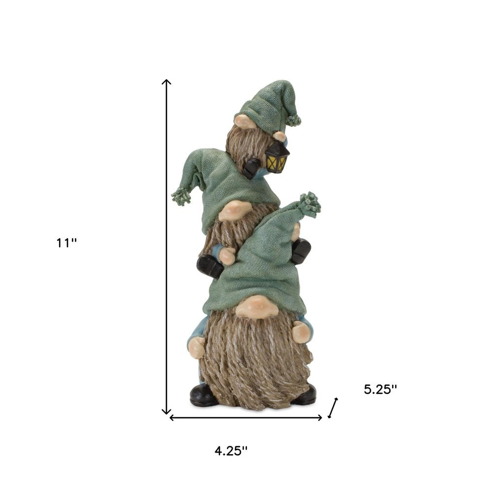 Set of Two 11" Blue and Green Polyresin Christmas Figurine Tabletop Sculpture HomeRoots