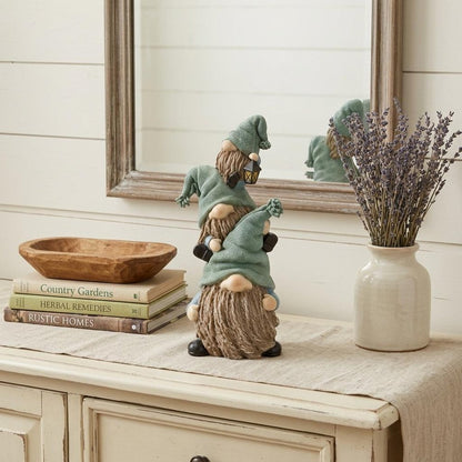 Set of Two 11" Blue and Green Polyresin Christmas Figurine Tabletop Sculpture HomeRoots