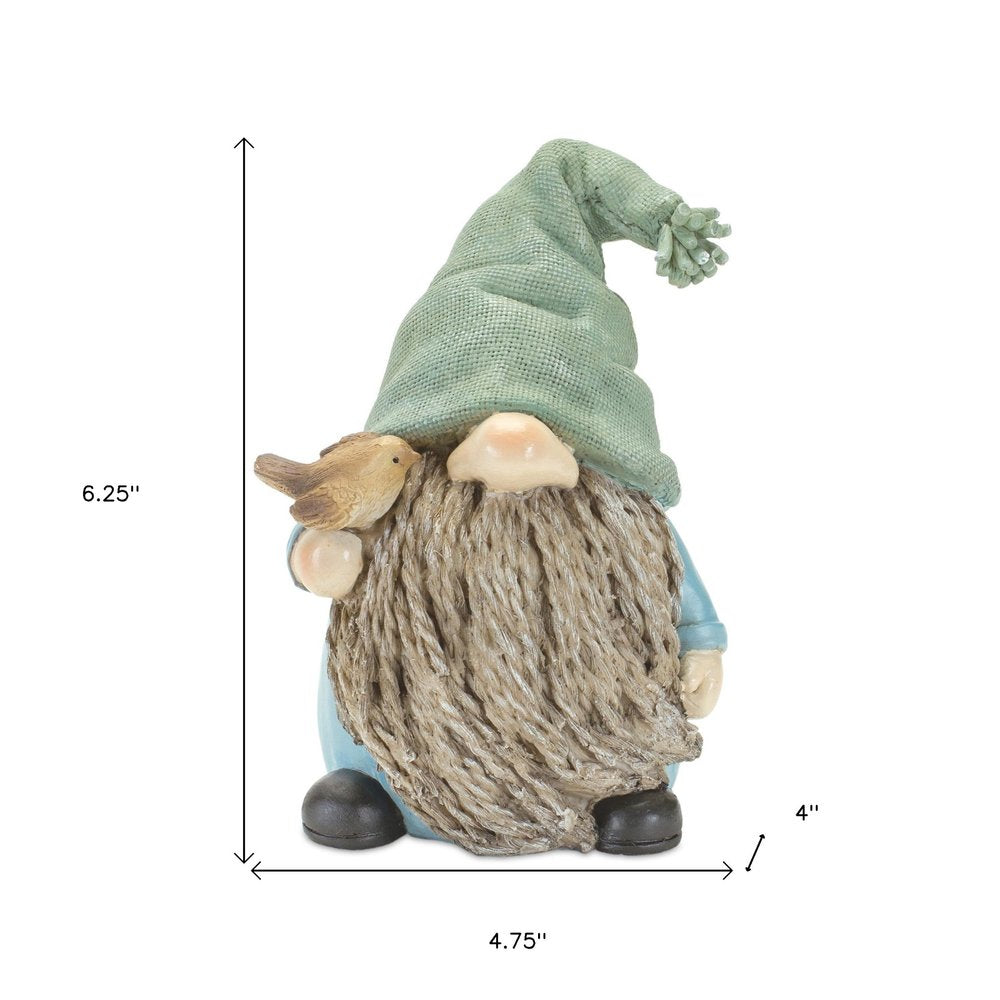 Set of Four Blue and Green Polyresin Gnomes HomeRoots