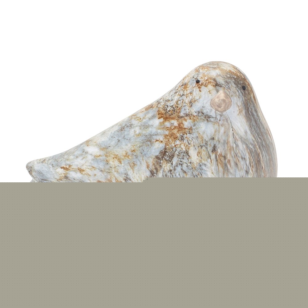 Set of Two Brown Blue And Ivory Faux Marble Bird Figurines HomeRoots