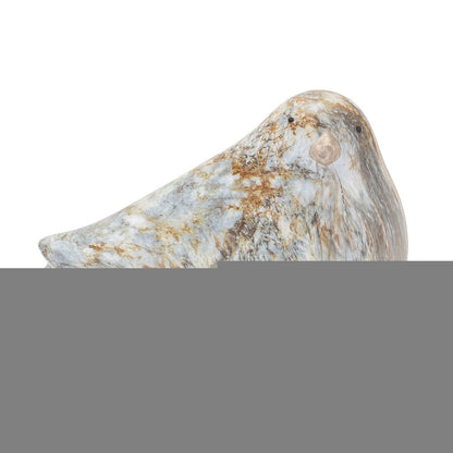 Set of Two Brown Blue And Ivory Faux Marble Bird Figurines HomeRoots