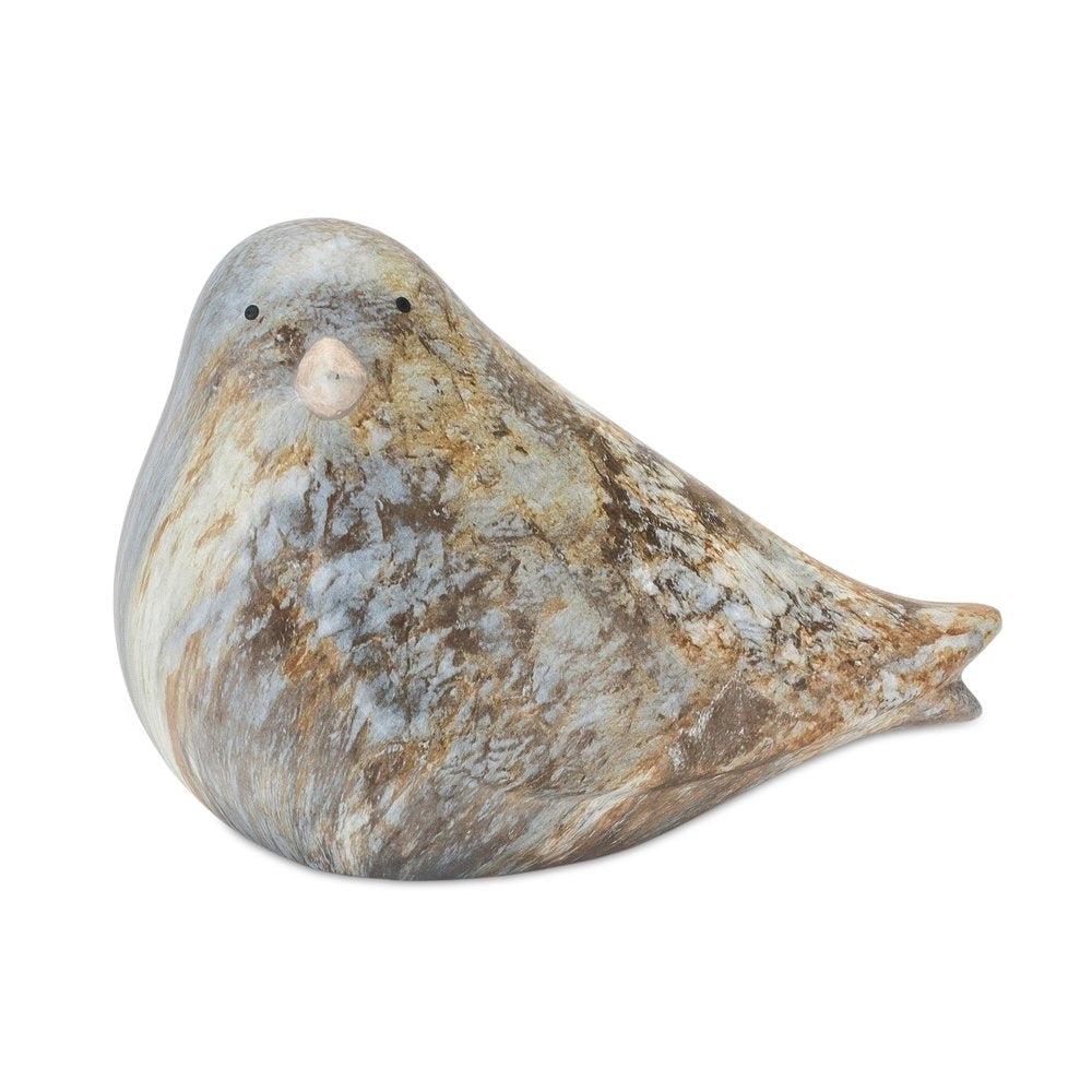 Set of Two Brown Blue And Ivory Faux Marble Bird Figurines HomeRoots