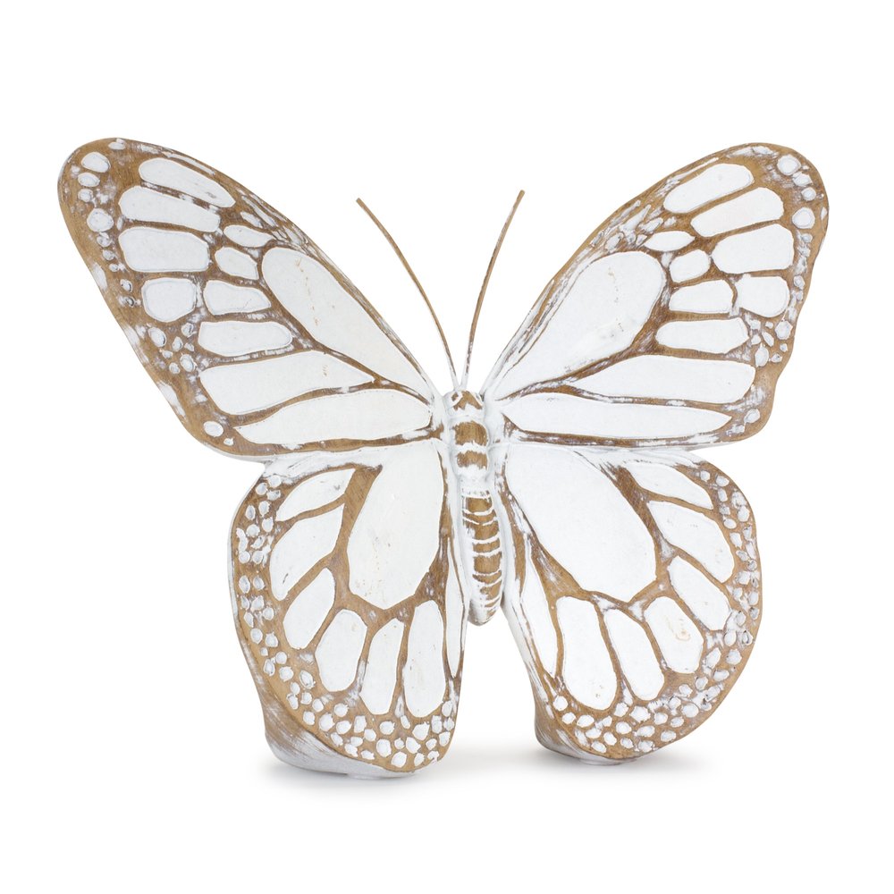 Set of Three 6" Brown And White Polyresin Butterfly Tabletop Sculpture HomeRoots
