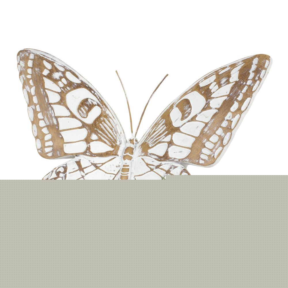 Set of Three 6" Brown And White Polyresin Butterfly Tabletop Sculpture HomeRoots
