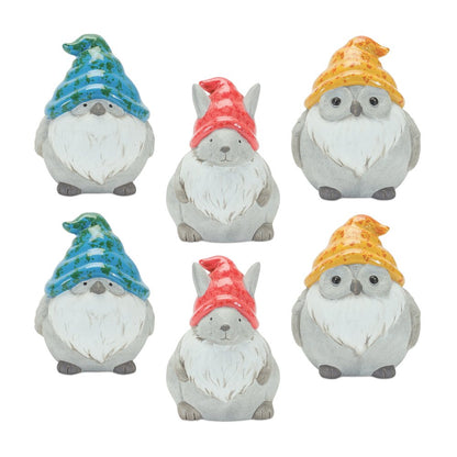 Set of Six Gray Terracotta Wildlife Gnomes HomeRoots